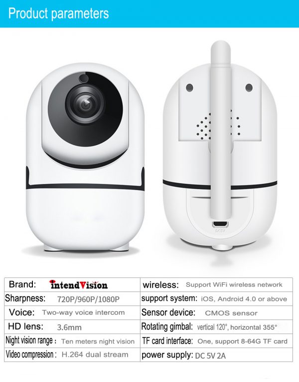 P2P IP Camera with Motion Detection Two Way Audion Wireless PT CCTV Camera 8
