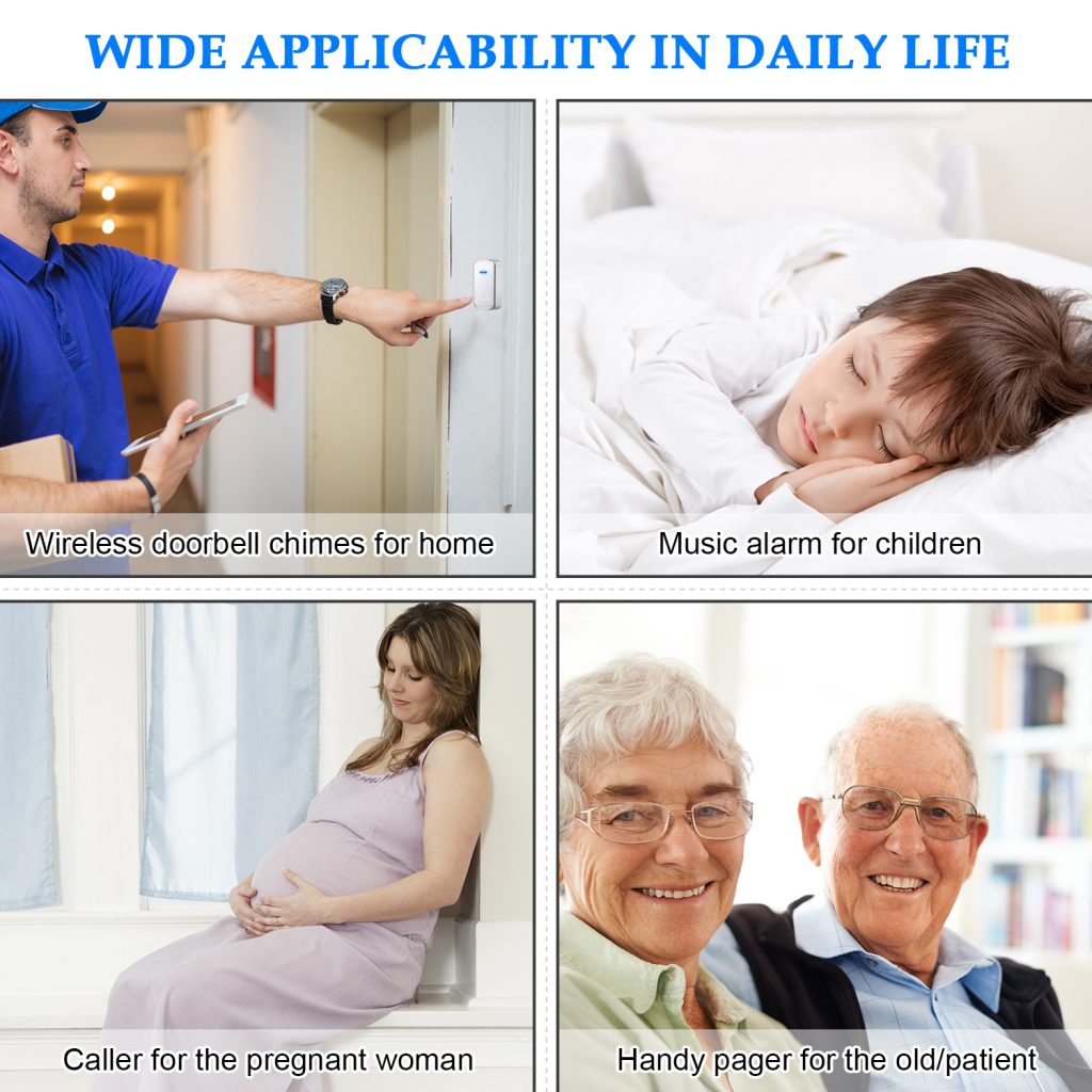 Wireless Doorbell White for Home Classroom Business with 58 Melodies 5 Levels Volume, 850 Ft Range 7 Wireless Doorbell White for Home Classroom Business with 58 Melodies 5 Levels Volume, 850 Ft Range 7