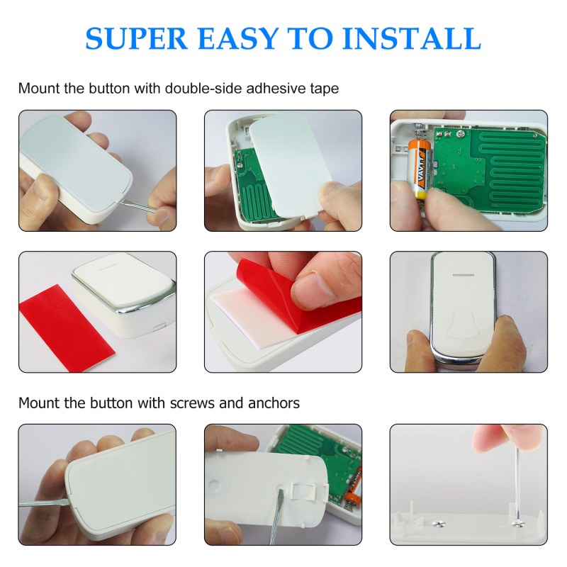 Wireless Doorbell White for Home Classroom Business with 58 Melodies 5 Levels Volume, 850 Ft Range 24