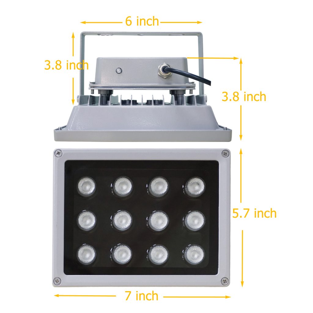 IR Illuminator 850nm 12-LEDs IR Infrared Light with Power Adapter for CCTV Camera (90 Degree) 20