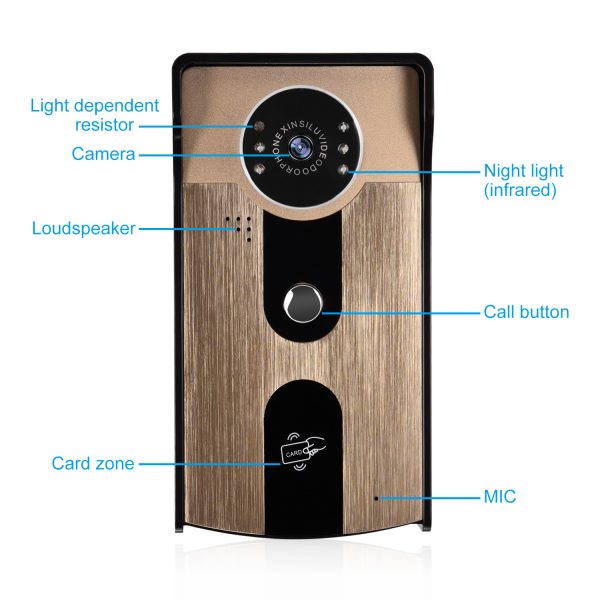 Video Intercomunicador with 7''Color Screen Support Unlock by Inclusive Card Easy Mounting on Wall 3