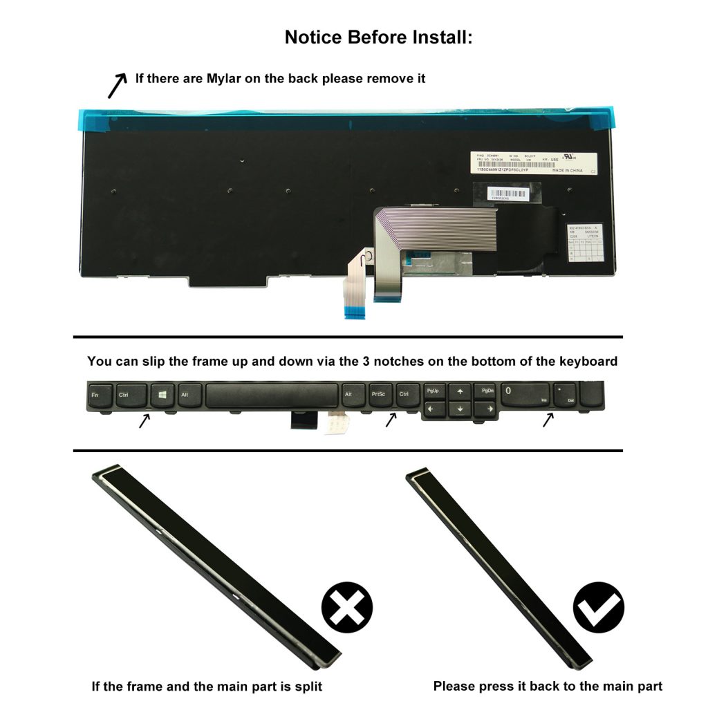 Replacement Keyboard for Lenovo ThinkPad T540 T540p L540 W540 W541 T550 W550 W550s T560 L560 L570 Laptop (6 Fixing Screws) 3