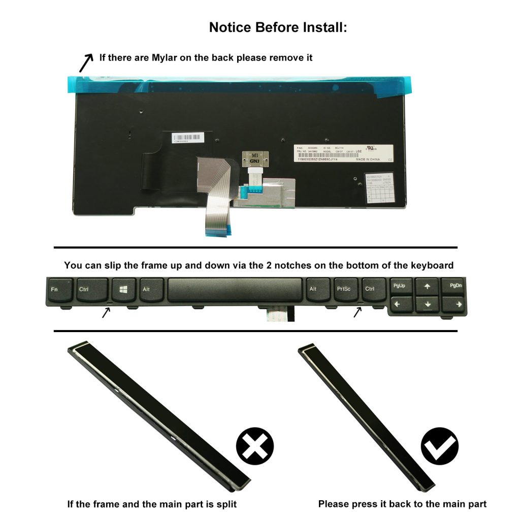 Replacement Keyboard for Lenovo ThinkPad E431 E440 Laptop (4 Fixing Screws) 19