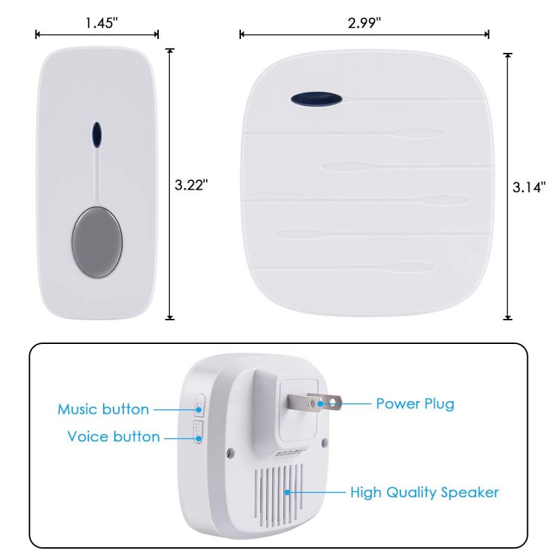 Wireless Doorbell Chime Kit White with 4 Volume Level 52 Melodies Chimes 850ft Range 18 Wireless Doorbell Chime Kit White with 4 Volume Level 52 Melodies Chimes 850ft Range 18