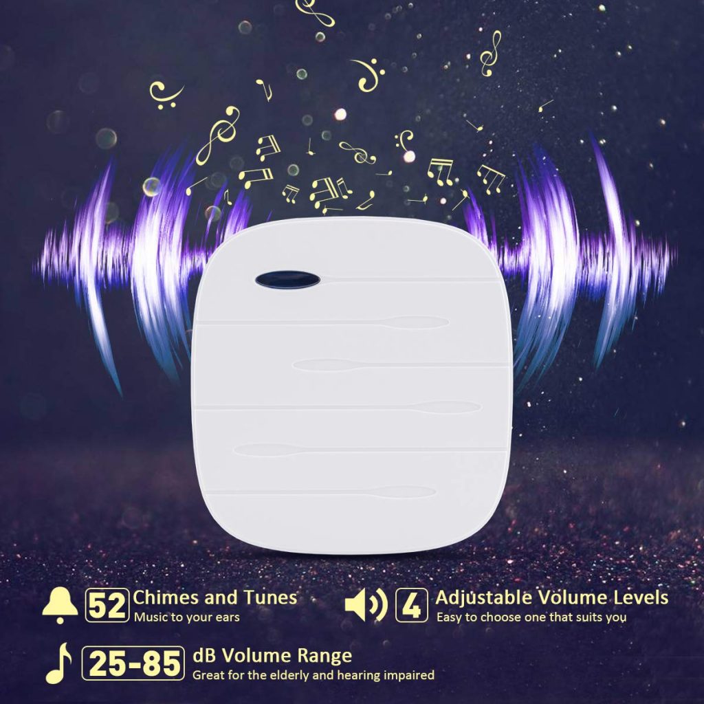 Wireless Doorbell Chime Kit White with 4 Volume Level 52 Melodies Chimes 850ft Range 19