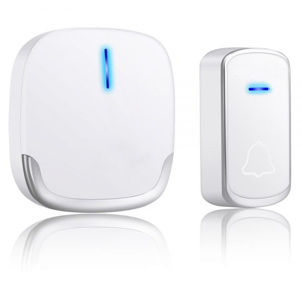 Wireless Doorbell White for Home Classroom Business with 58 Melodies 5 Levels Volume, 850 Ft Range