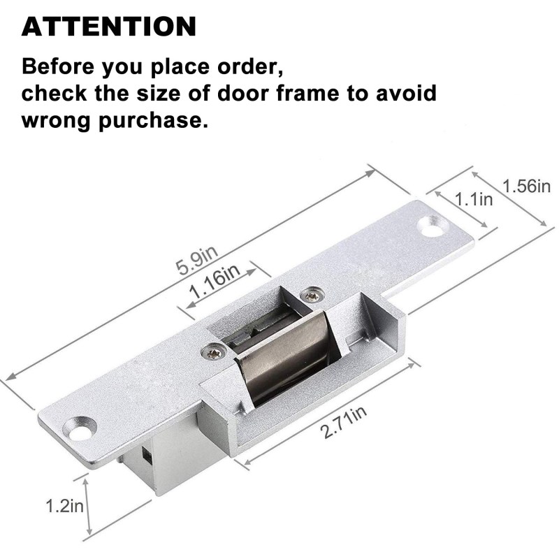 Electric Strike Door Lock for Access Control System Suitable for Wooden Door, Glass Door, Metal Door, Fireproof Door (NO-Open When Power ON) 6