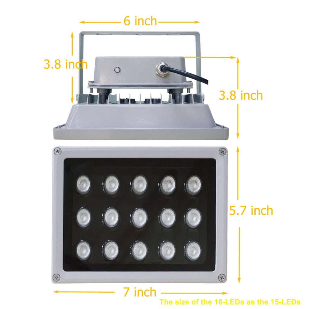 IR Illuminator 850nm 18-LED IR Infrared Light with Power Adapter for CCTV Camera (90 Degree) 7