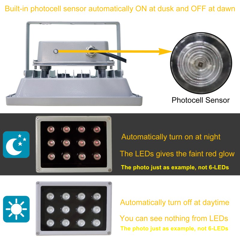 IR Illuminator 850nm 6-LEDs IR Infrared Light with Power Adapter for CCTV Camera (90 Degree) 19