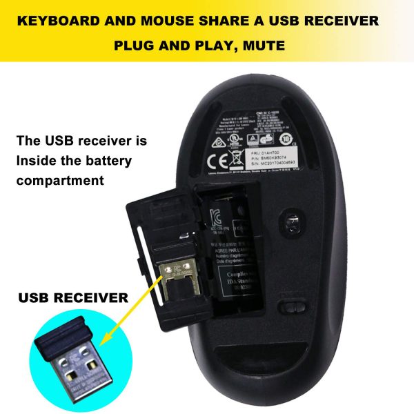 Wireless Keyboard for Lenovo IBM US Keyboard SK-8861 and Mouse Combo 25209175 4