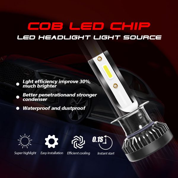 H1 LED Headlight Bulbs Conversion Kit 6000 K Cold White 360° Adjustable Beam 4