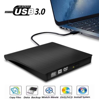 External CD DVD Drive USB 3.0 Portable Fits for DVD-R DVD-RW DVD+R DVD+RW DVD-ROM Super Speed Data Transfer Black