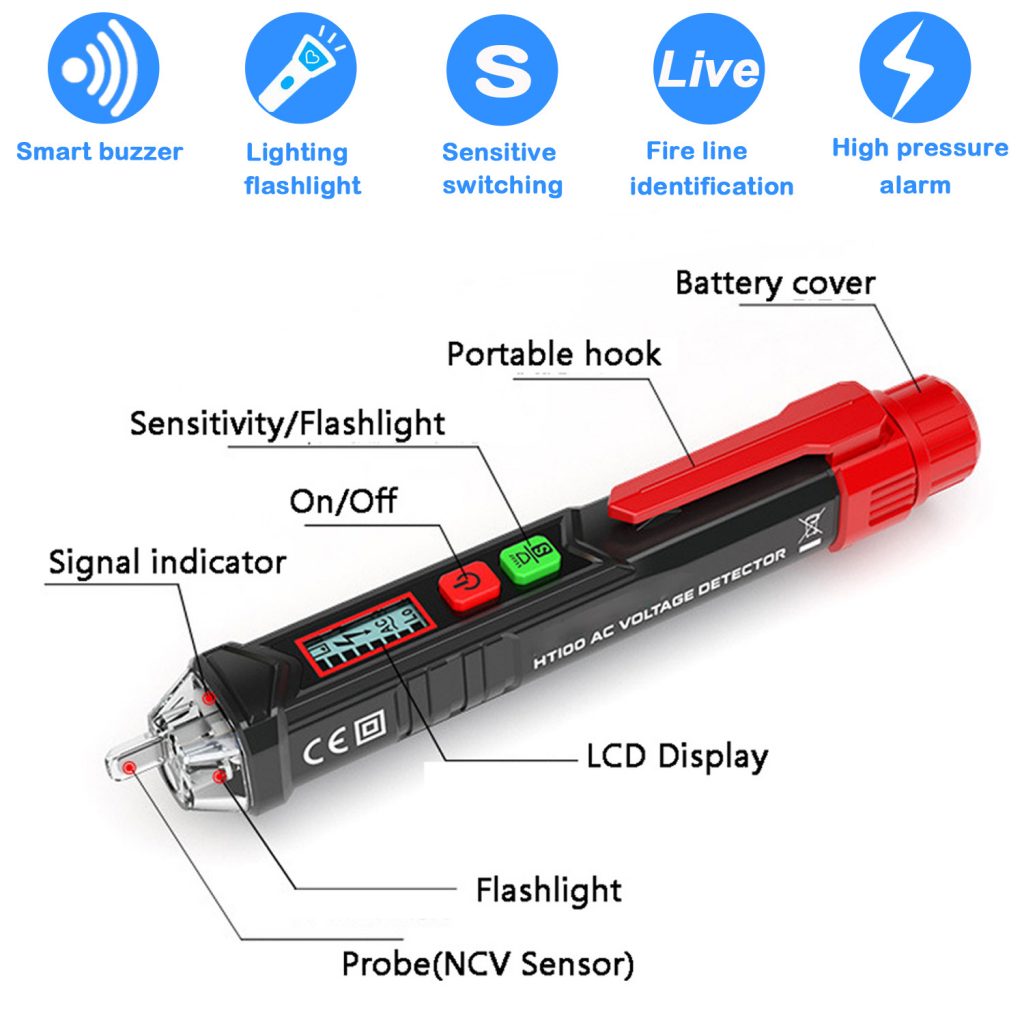 Voltage Tester Non Contact AC Voltage Detector for Range 12V-1000V/48V-1000V With Led Light, Flashlight 3