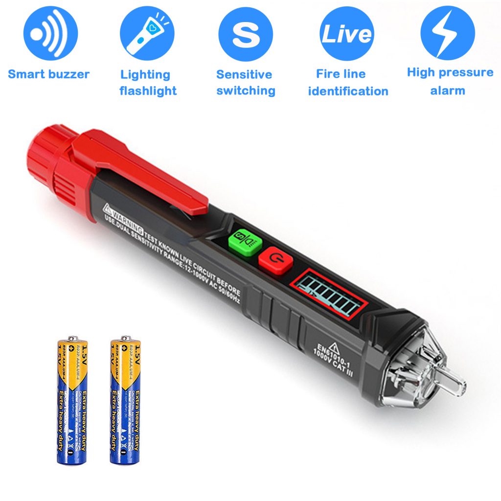 Voltage Tester Non Contact AC Voltage Detector for Range 12V-1000V/48V-1000V With Led Light, Flashlight 1