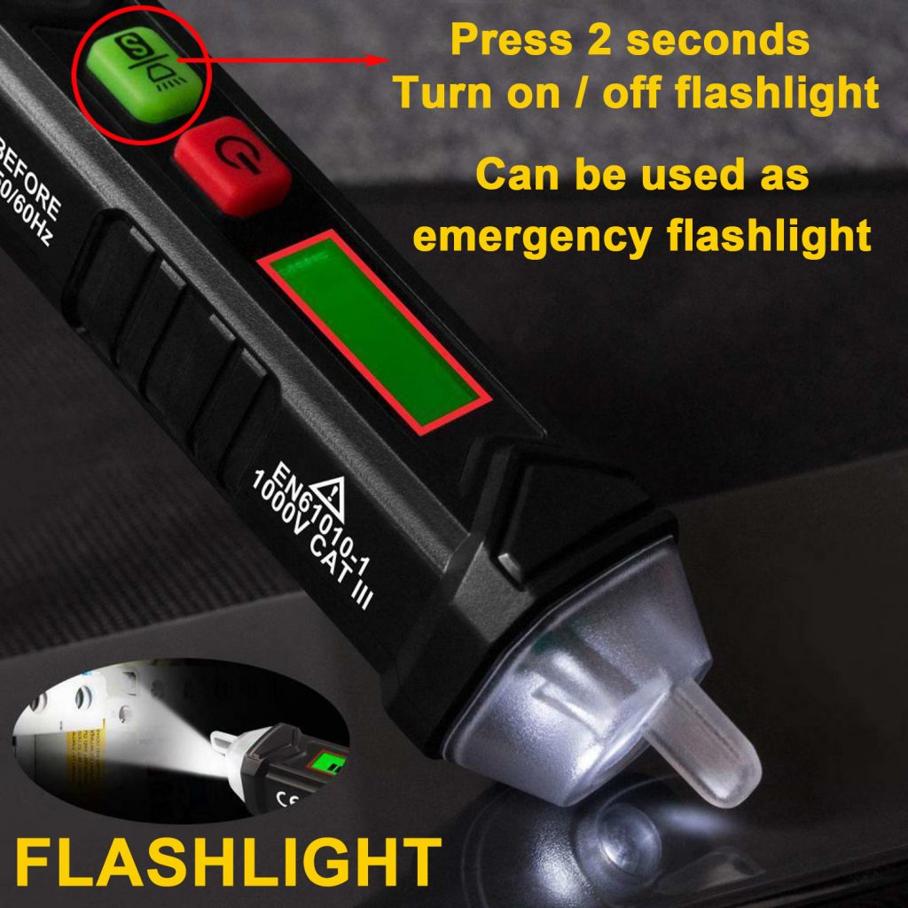 Voltage Tester Non Contact AC Voltage Detector for Range 12V-1000V/48V-1000V With Led Light, Flashlight 4
