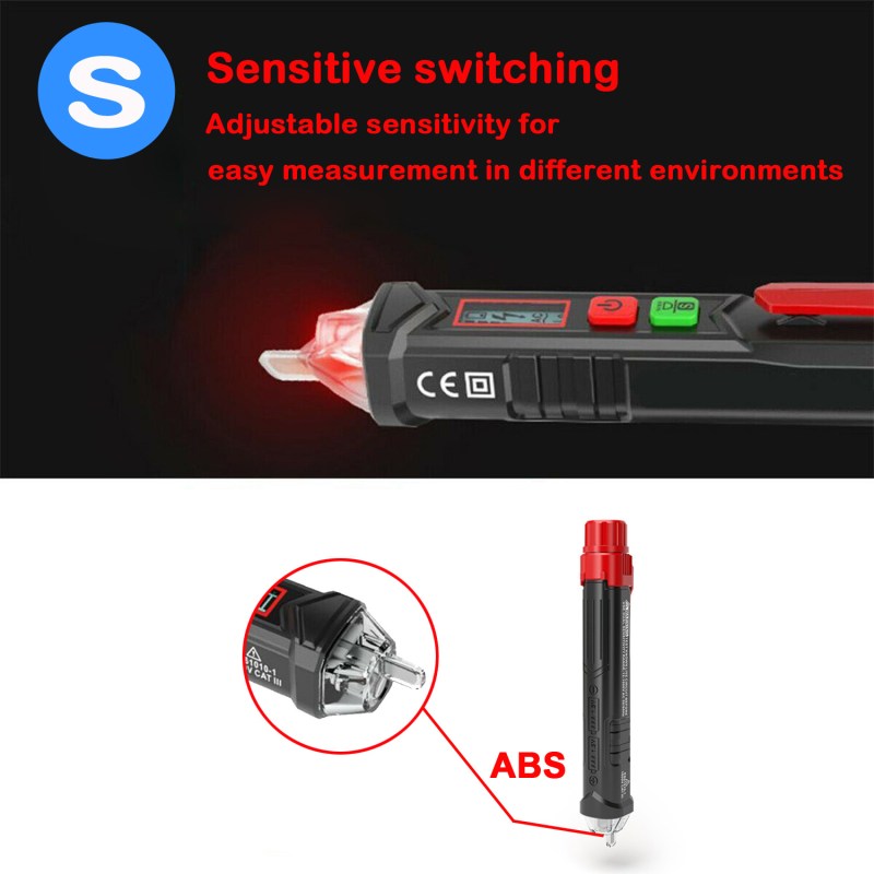 Voltage Tester Non Contact AC Voltage Detector for Range 12V-1000V/48V-1000V With Led Light, Flashlight 5 Voltage Tester Non Contact AC Voltage Detector for Range 12V-1000V/48V-1000V With Led Light, Flashlight 5