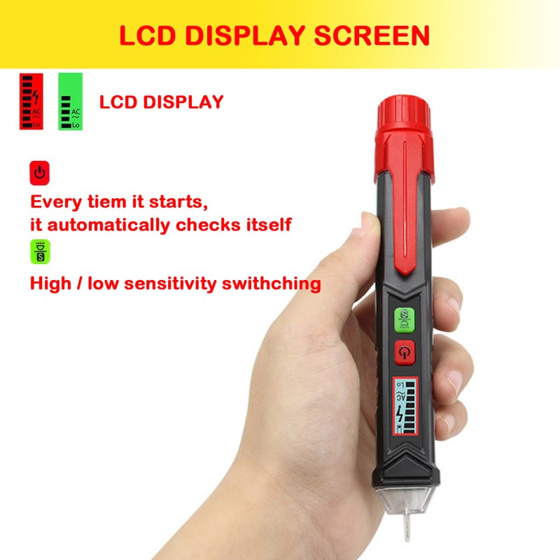 Voltage Tester Non Contact AC Voltage Detector for Range 12V-1000V/48V-1000V With Led Light, Flashlight 8 Voltage Tester Non Contact AC Voltage Detector for Range 12V-1000V/48V-1000V With Led Light, Flashlight 8