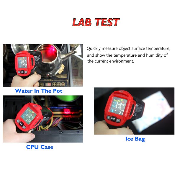 AUTENS Infrared Thermometer Tester, Non-Contact IR Digital Temperature Gun for Range -50°C~550°C / -58°F~1022°F with IR and Ambient Temperature, Humidity Measuring 4
