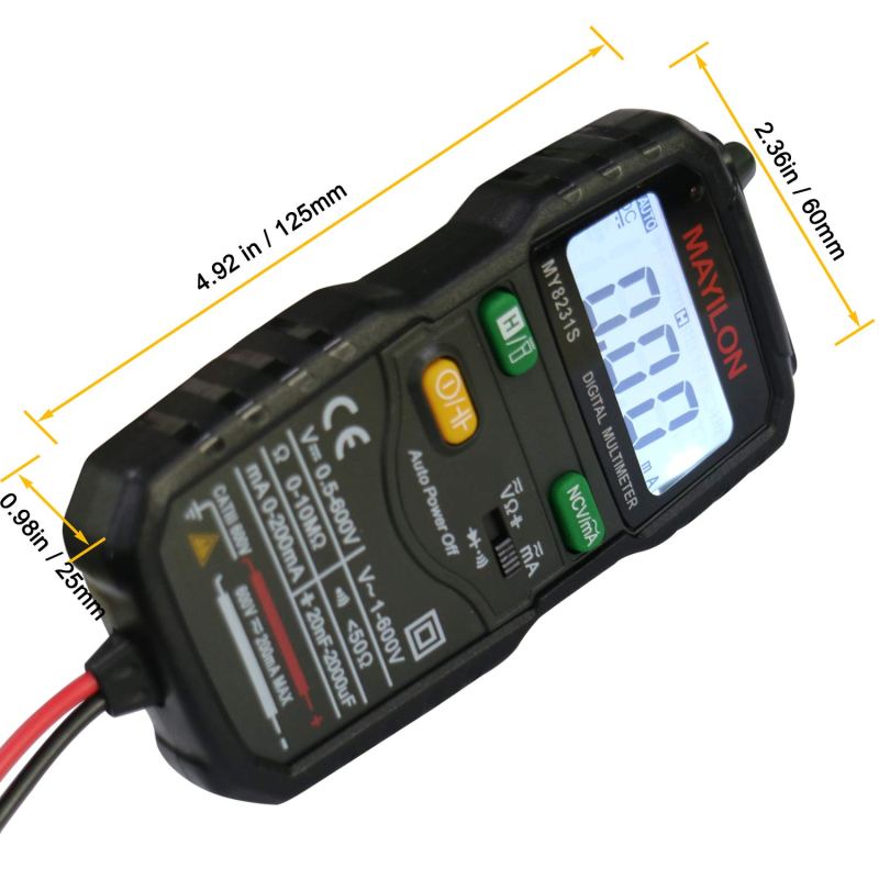 Mini Digital Multimeter,Portable Hand held Tester for Resistance Capacitance Auto Smart Detector 4