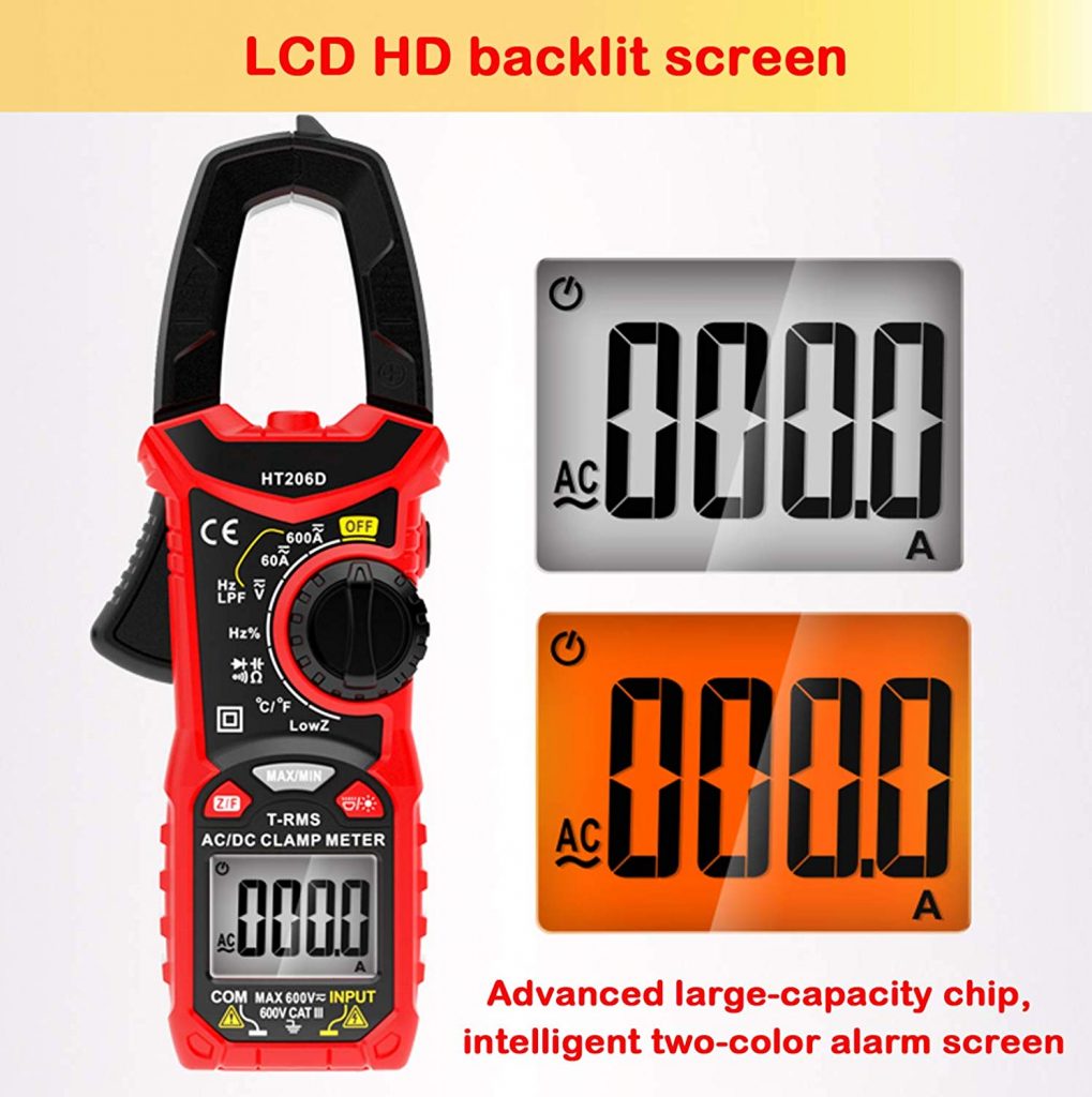 Digital Clamp Meter 6000 Counts True RMS Auto Range NCV AC / DC Current Voltage Resistance Capacitance Frequency Tester 6