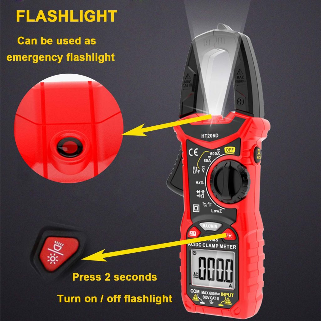 Digital Clamp Meter 6000 Counts True RMS Auto Range NCV AC / DC Current Voltage Resistance Capacitance Frequency Tester 8