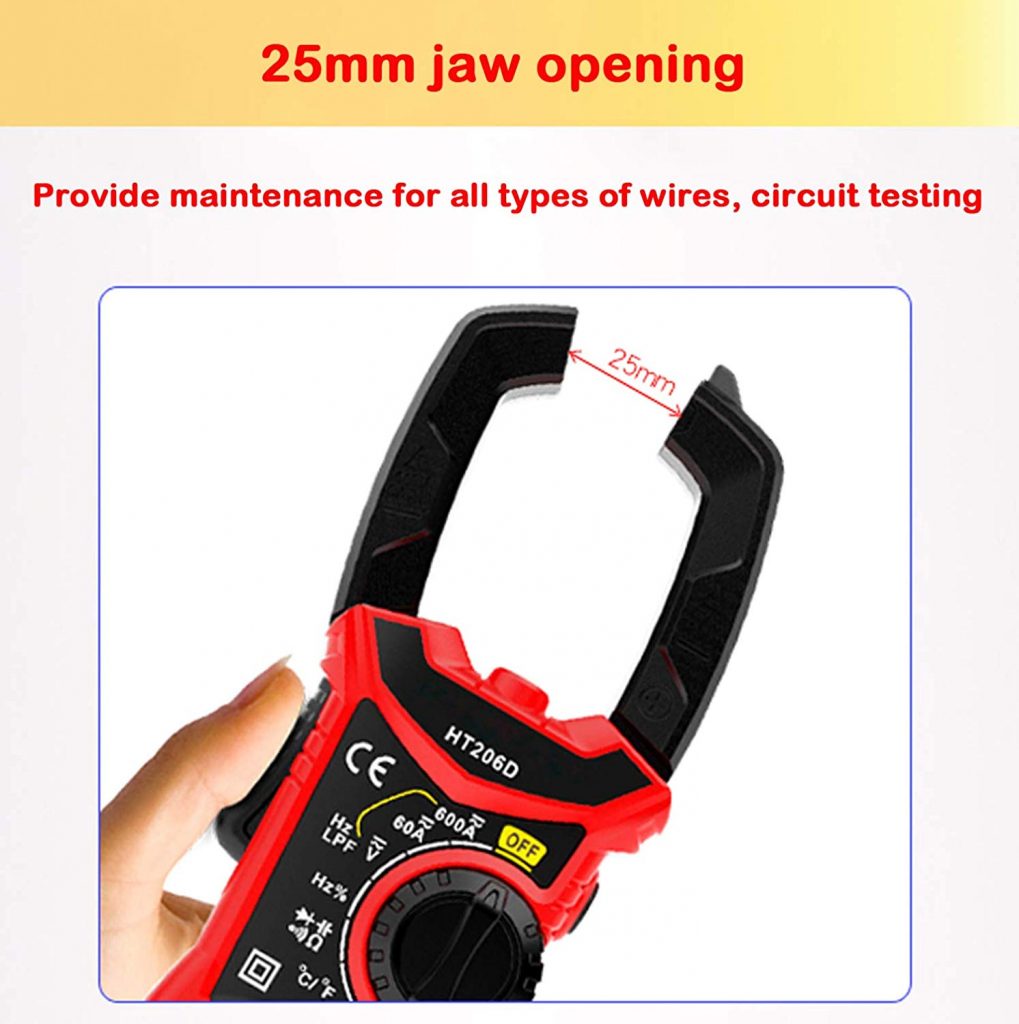 Digital Clamp Meter 6000 Counts True RMS Auto Range NCV AC / DC Current Voltage Resistance Capacitance Frequency Tester 9