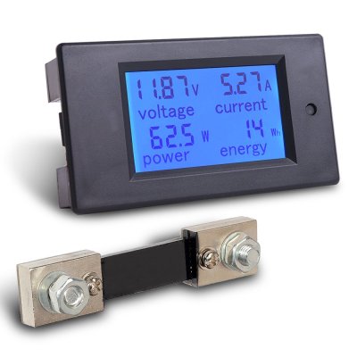 Digital Multimeter DC 6.5-100V 0-100A LCD Display Ammeter Voltmeter Multimeter Volt Watt Power Energy Meter with 100A 75mV Shunt