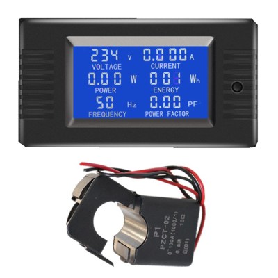 AC Digital Meter AC 80-260V 100A Current Voltage Power Energy Panel Monitor Detector LCD Digital Display Ammeter Voltmeter Multimeter with Split Core Current Transformer CT