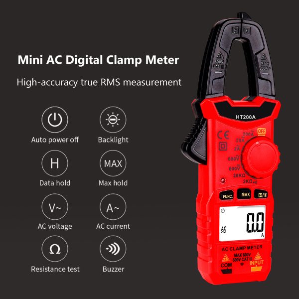 Digital Clamp Meter for AC/DC Voltage, AC Current, Resistance, Continuity, Diode Mini Multi Meter 8
