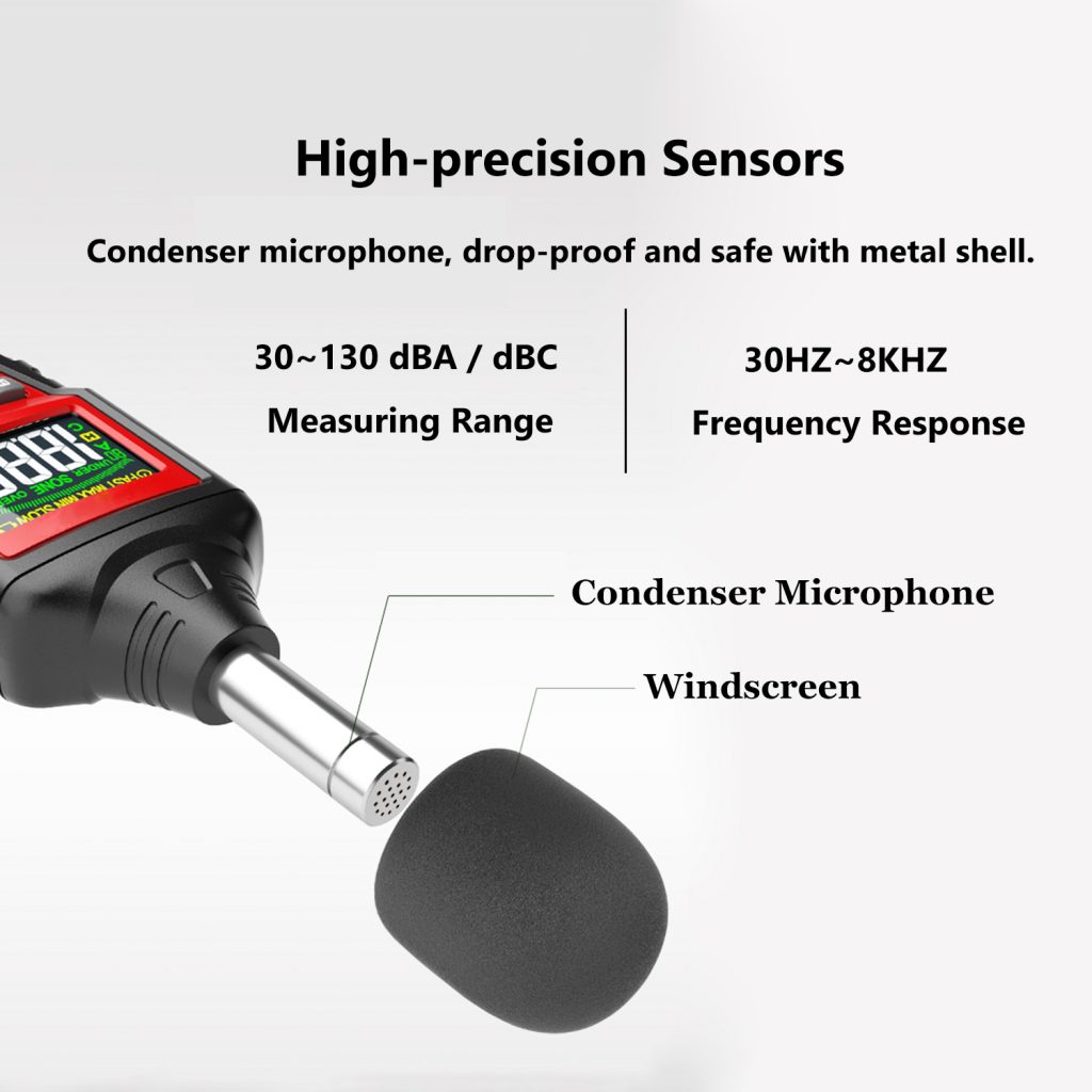 Digital Sound Level Meter, A/C Frequency Weighting Decibel Meter with USB Data Logger 30-130dB(A/C) Range Max/Min/Data Hold, Fast/Slow Mode ect. 3 Digital Sound Level Meter, A/C Frequency Weighting Decibel Meter with USB Data Logger 30-130dB(A/C) Range Max/Min/Data Hold, Fast/Slow Mode ect. 3