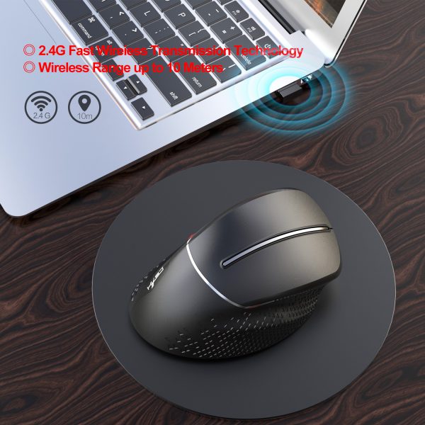 HXSJ T32 2.4GHz Wireless Mouse Optical Wireless Gaming Vertical Mute Mice 6 Keys, Four-Speed DPI Adjustable 6