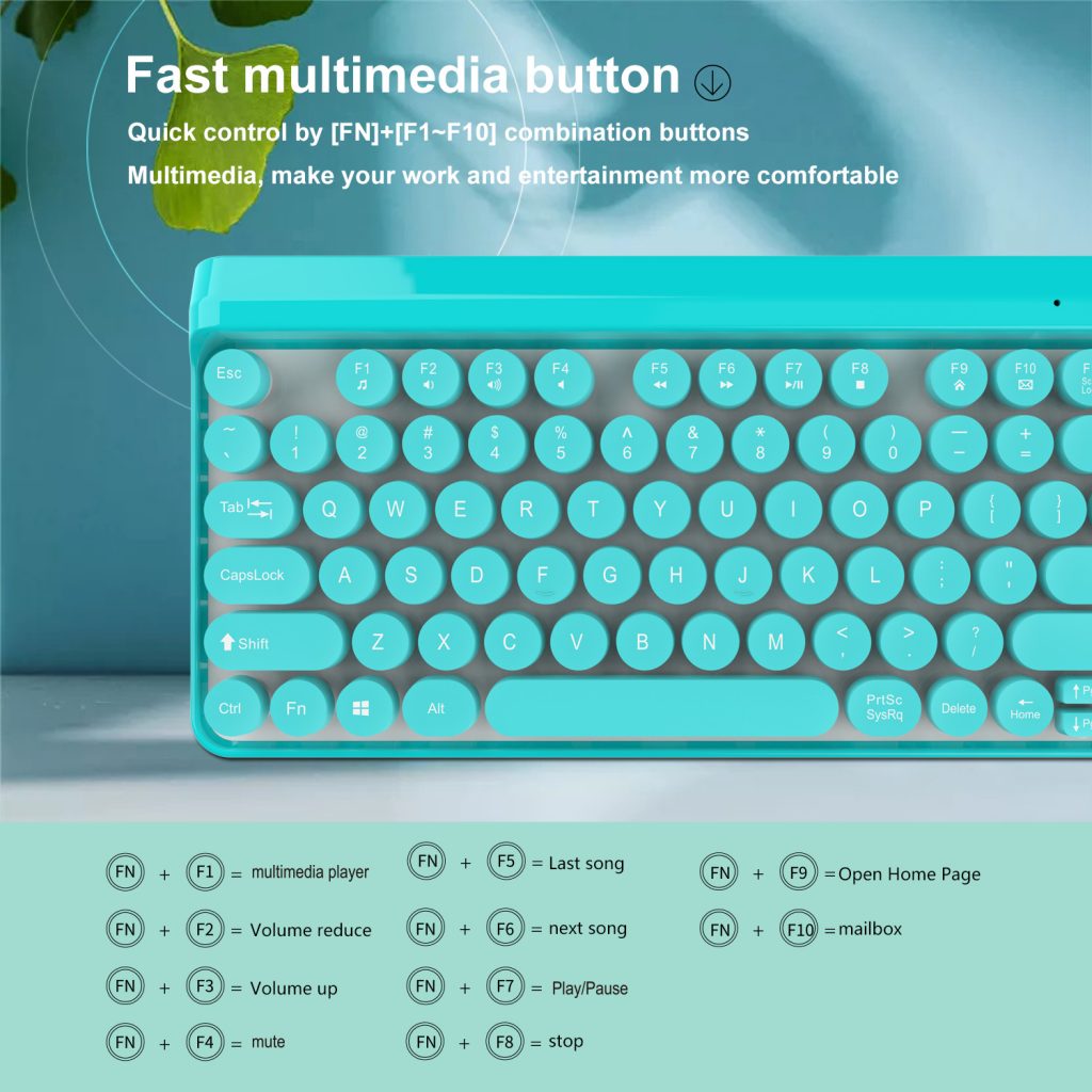 2.4G Wireless Keyboard and Mouse Combo Punk Keycap 77 Keys 8