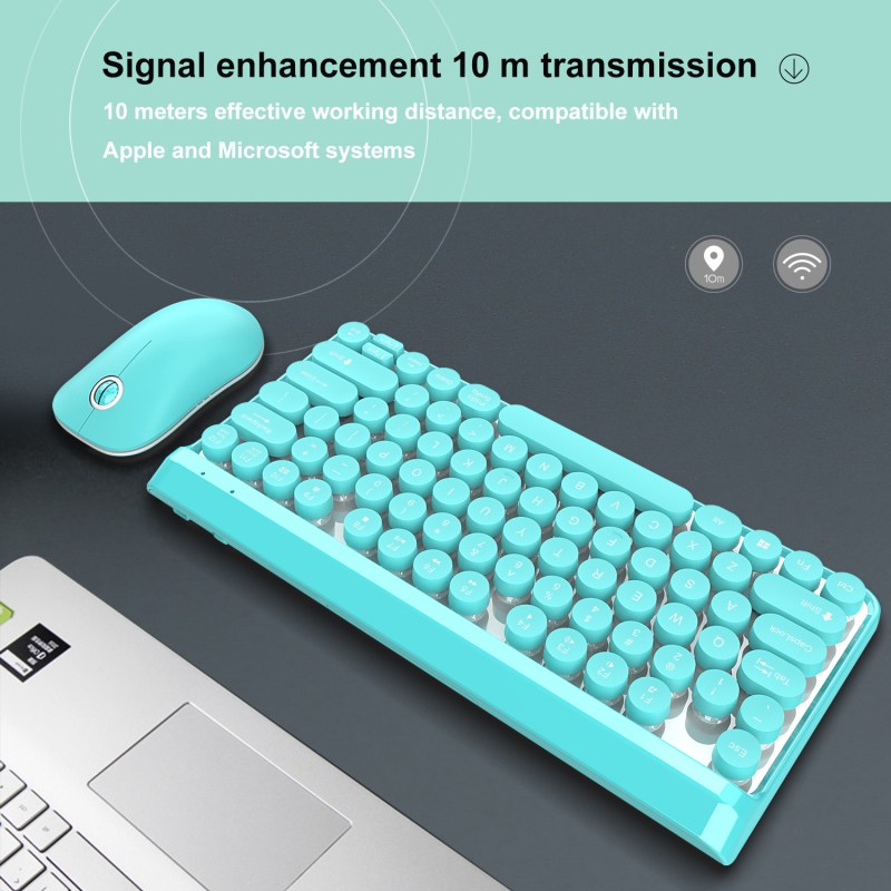 2.4G Wireless Keyboard and Mouse Combo Punk Keycap 77 Keys 7
