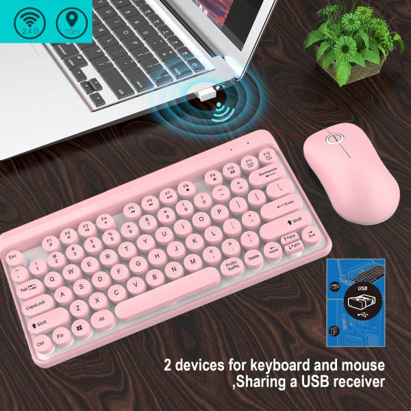 2.4G Wireless Keyboard and Mouse Combo Punk Keycap 77 Keys 4