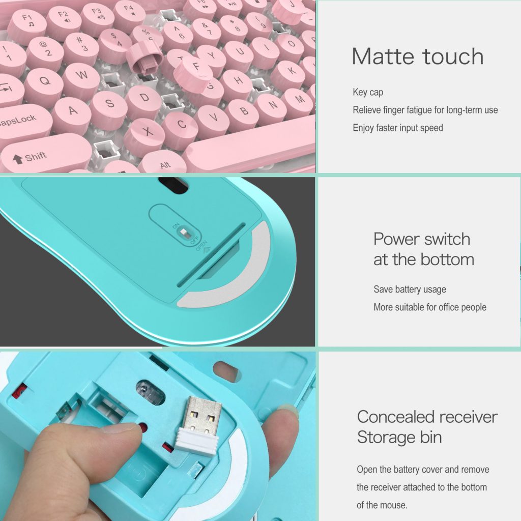 2.4G Wireless Keyboard and Mouse Combo Punk Keycap 77 Keys 6