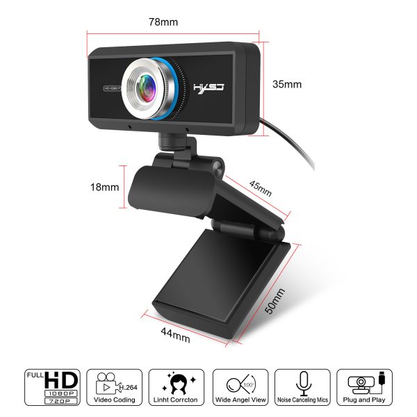 HD 1080P Computer Camera, Laptop PC Webcam with Sound Absorbing Microphone 7