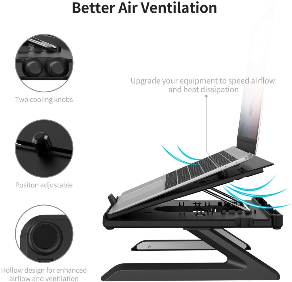 Olmaster Foldable Laptop Stand Adjustable Multi-Angle Computer Riser Portable Laptop Holder with Heat-Vent 2