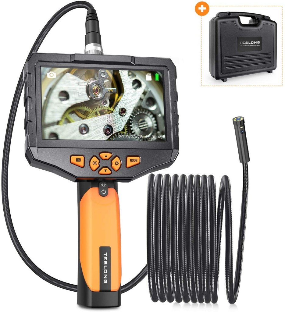 Dual Lens Borescope 4.5" Screen Endoscope Inspection Camera with 8mm Side-View Camera and Direct-View Camera (16.4ft Probe) 1