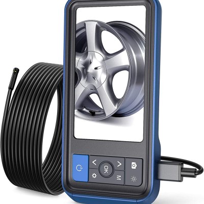 Inspection Camera 1080p Dual Lens 4.5” Screen Endoscope with 32GB Memory Card, 16.4ft Waterproof Semi-Rigid Tube Industrial Borescope