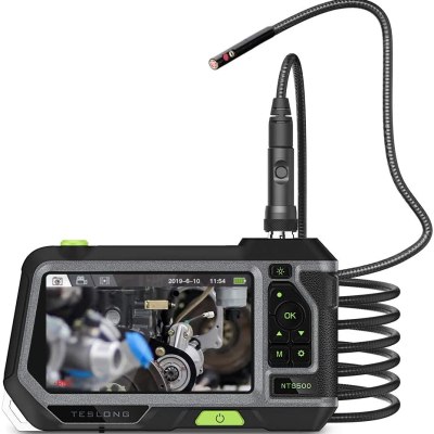 Teslong Dual Lens Borescope 5" HD LCD Screen Industrial Endoscope 5.5mm Dual Lens Camera, Waterproof Flexible Probe (Cable Length 3m/9.8ft)
