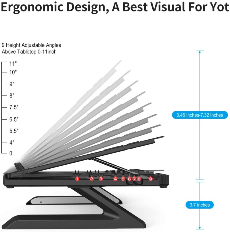 Olmaster Foldable Laptop Stand Adjustable Multi-Angle Computer Riser Portable Laptop Holder with Heat-Vent 19