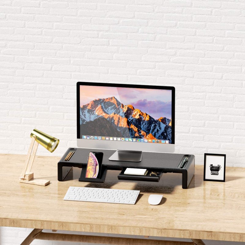 Monitor Stand Riser Foldable Computer Monitor Riser Adjustable Height with Storage Drawer & Pen Slot, Phone Stand 6