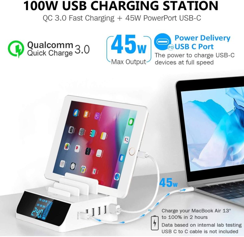 USB C PD 45W Charging Station, 100W 6-Port Desktop Charger Hub Dock for iPad iPhone MacBook Android Phone Tablets Laptop 4 USB C PD 45W Charging Station, 100W 6-Port Desktop Charger Hub Dock for iPad iPhone MacBook Android Phone Tablets Laptop 3