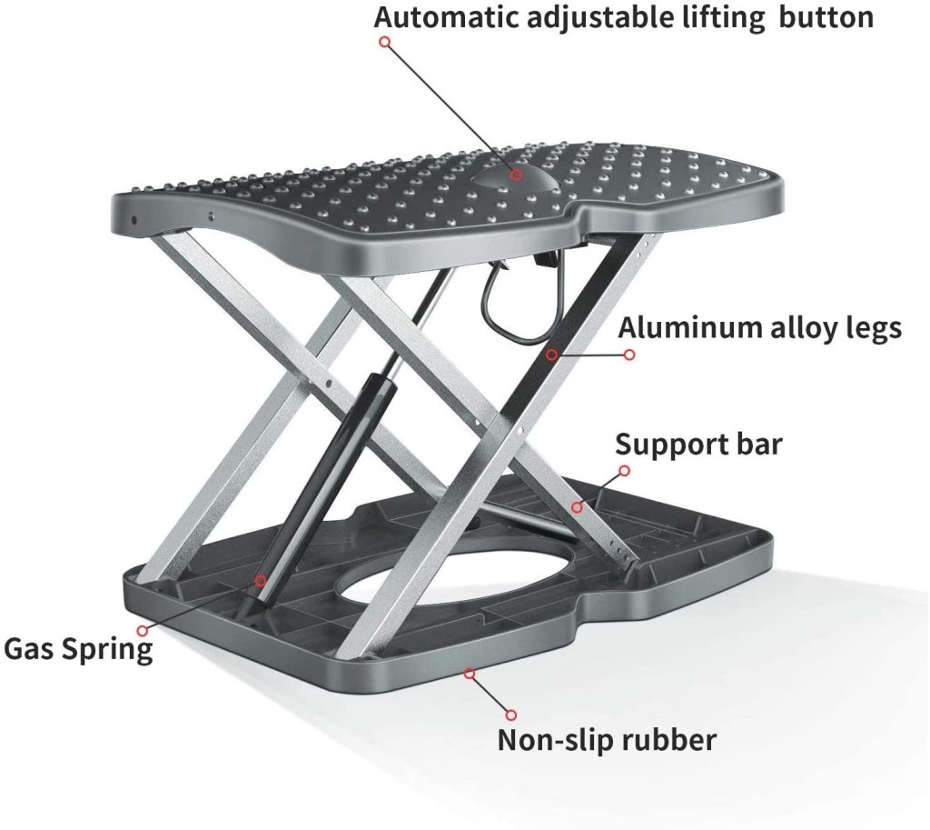5 Pieces Adjustable Footrest Under Desk Support Footstool Ergonomic Foot Rest 16.5“ x 11.4“ with Massage Textured Surface 2 5 Pieces Adjustable Footrest Under Desk Support Footstool Ergonomic Foot Rest 16.5“ x 11.4“ with Massage Textured Surface 2