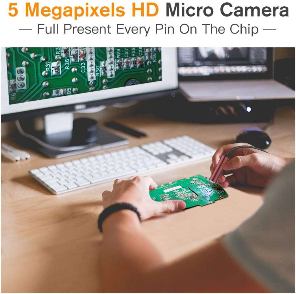 USB Borescope Auto Focus Endoscope Camera with 5.0 Megapixels FHD Micro Inspection Camera, Waterproof Semi-Rigid Snake Cable (5m/16ft) 6