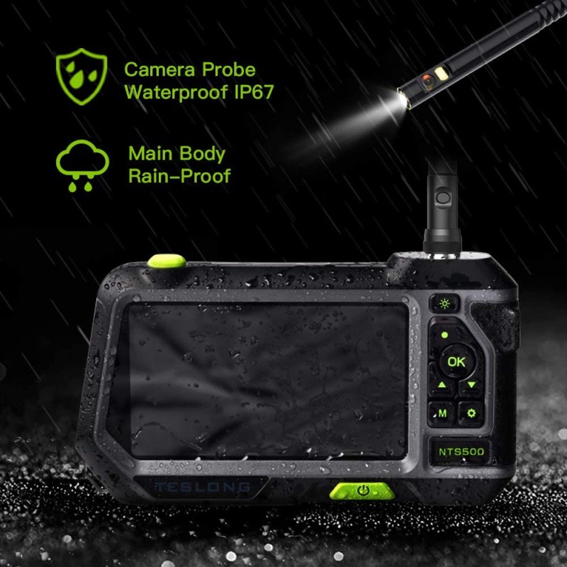 Teslong Dual Lens Borescope 5" HD LCD Screen Industrial Endoscope 5.5mm Dual Lens Camera, Waterproof Flexible Probe (Cable Length 3m/9.8ft) 18