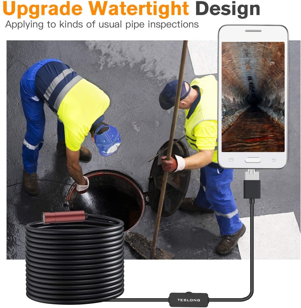 USB Borescope Auto Focus Endoscope Camera with 5.0 Megapixels FHD Micro Inspection Camera, Waterproof Semi-Rigid Snake Cable (5m/16ft) 5