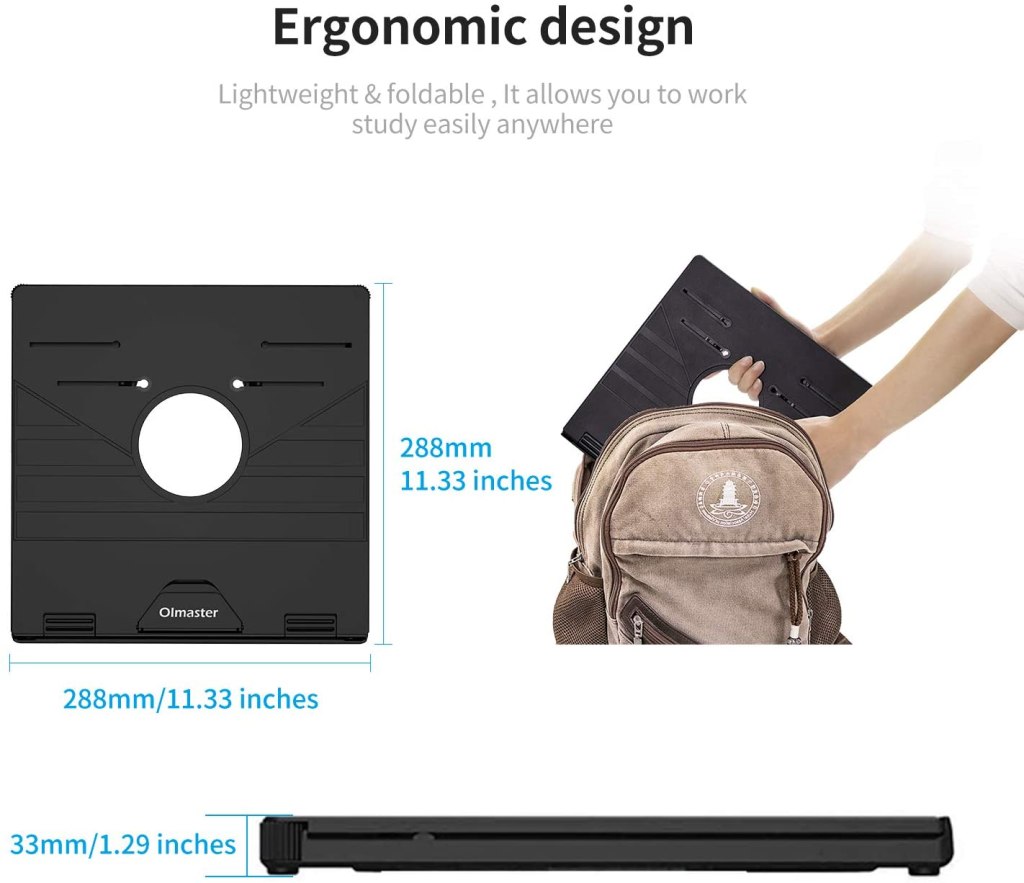 Olmaster Foldable Laptop Stand Adjustable Multi-Angle Computer Riser Portable Laptop Holder with Heat-Vent 5