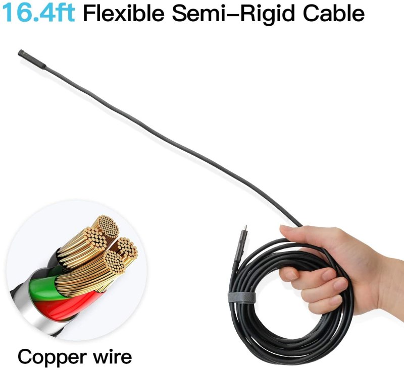Inspection Camera 1080p Dual Lens 4.5” Screen Endoscope with 32GB Memory Card, 16.4ft Waterproof Semi-Rigid Tube Industrial Borescope 4