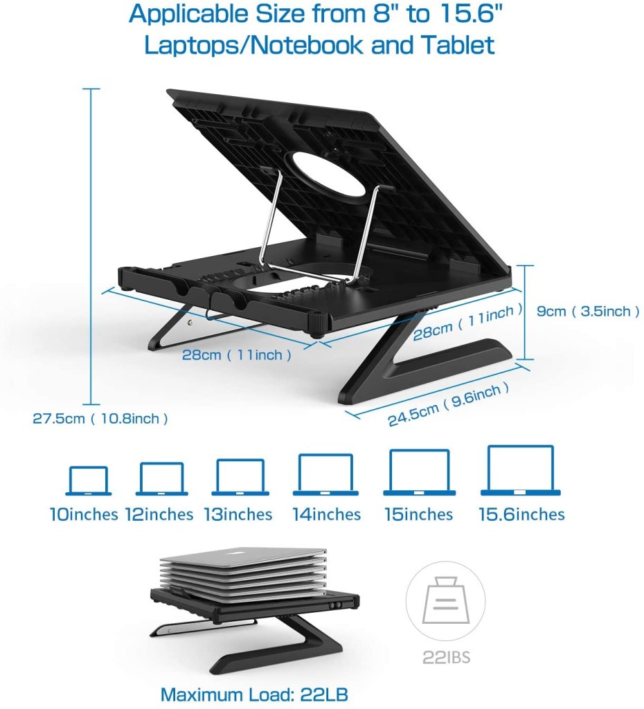 Olmaster Foldable Laptop Stand Adjustable Multi-Angle Computer Riser Portable Laptop Holder with Heat-Vent 7